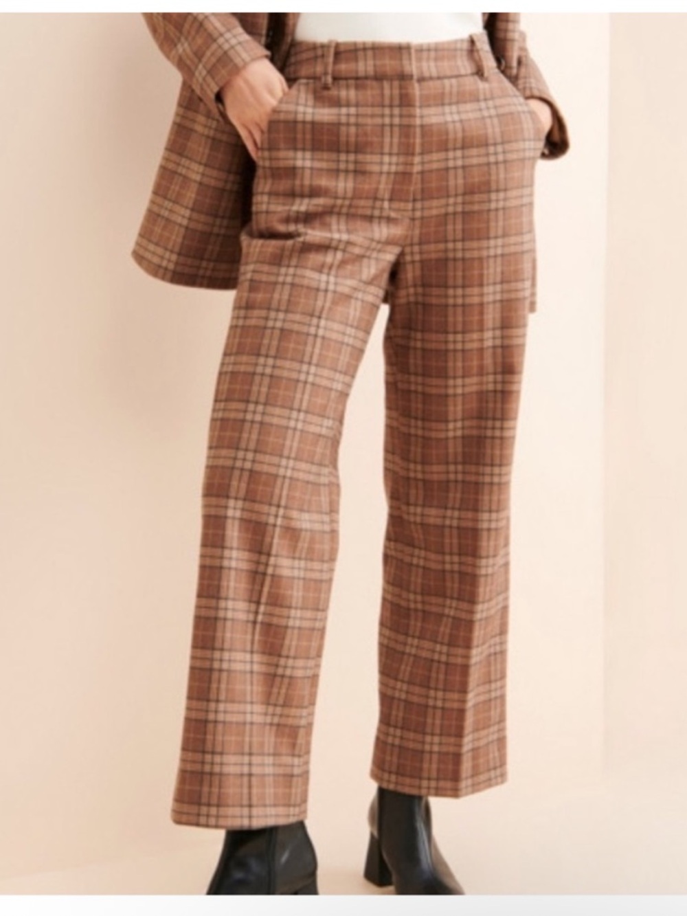 Favorite Daughter X NUULY Phoebe Dress Pant Women’s Size 2 In Chocolate Plaid